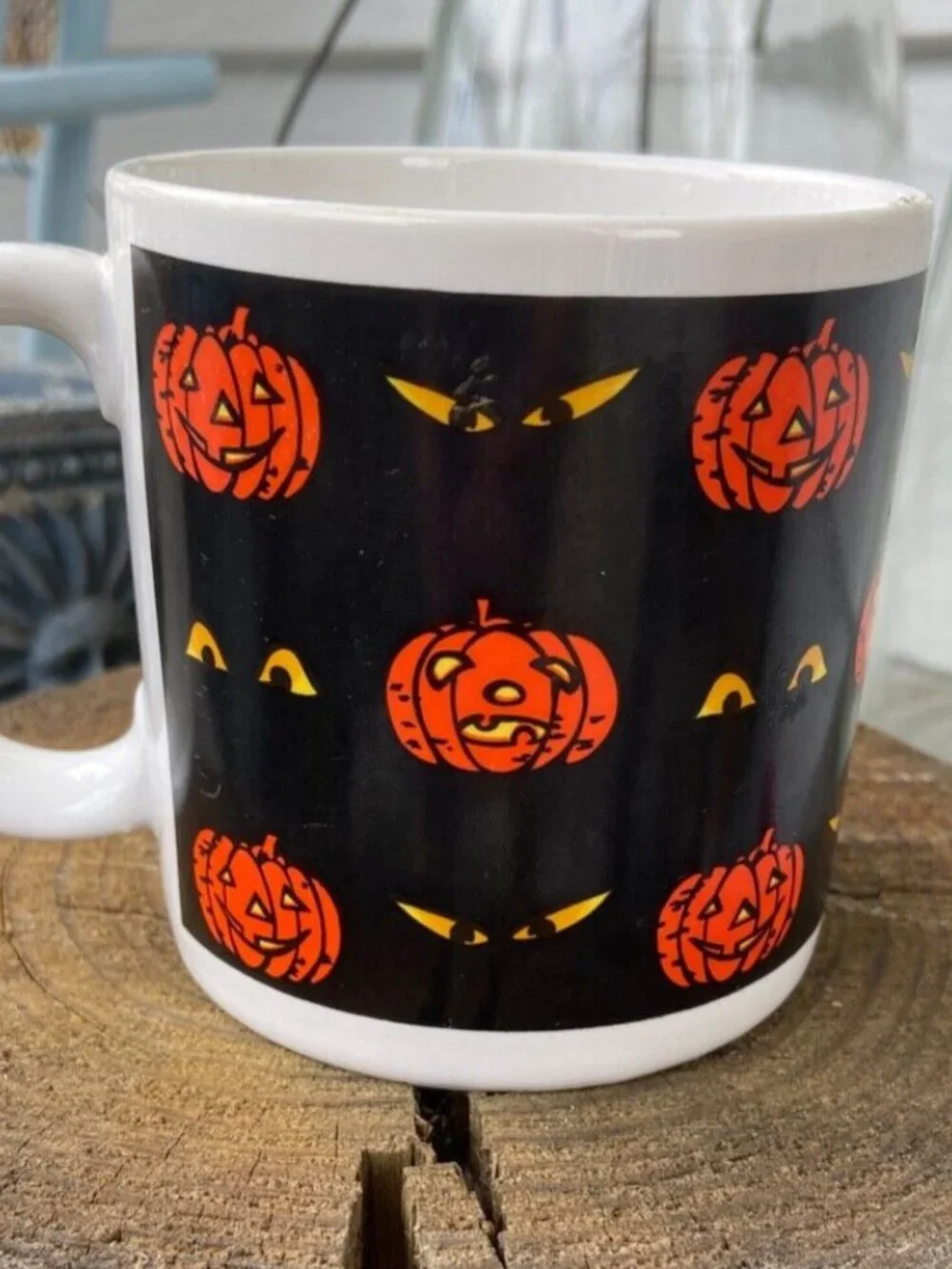 Vintage Halloween Mug - Giftwares Co - Nancy Pew - Korea - Pumpkins Spooky Eyes